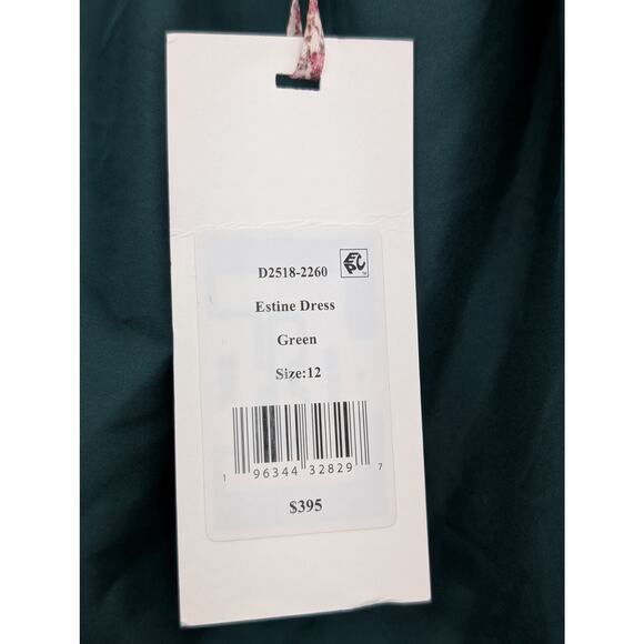 LoveShackFancy Estine Green Taffeta Mini Dress Size 12 Ruffle Party Cocktail NWT - Picture 7 of 9
